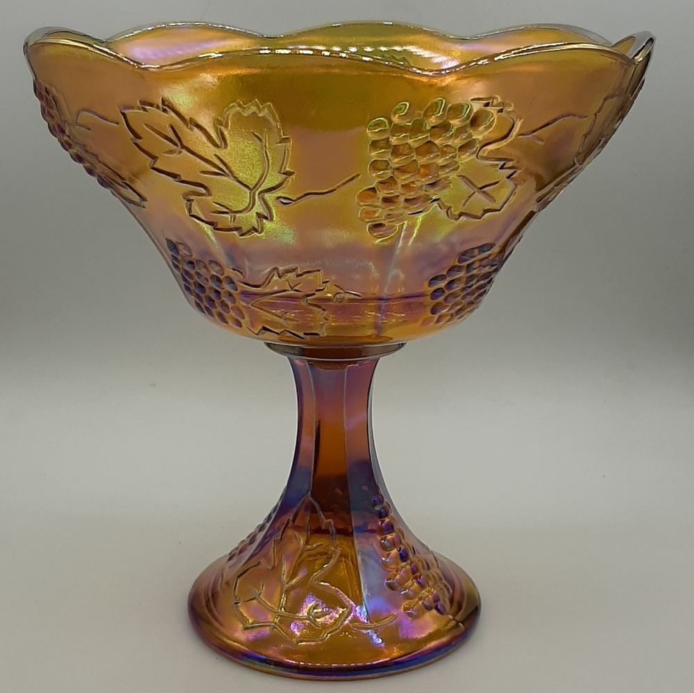Vintage Iridescent Gold Carnival Glass Indiana Glass Harvest 8" Wedding Bowl